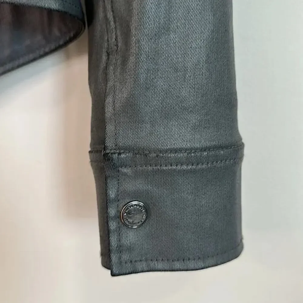 WHBM Gray Coated Denim Band Jacket Size 10 🩶✨🩶
